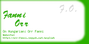 fanni orr business card